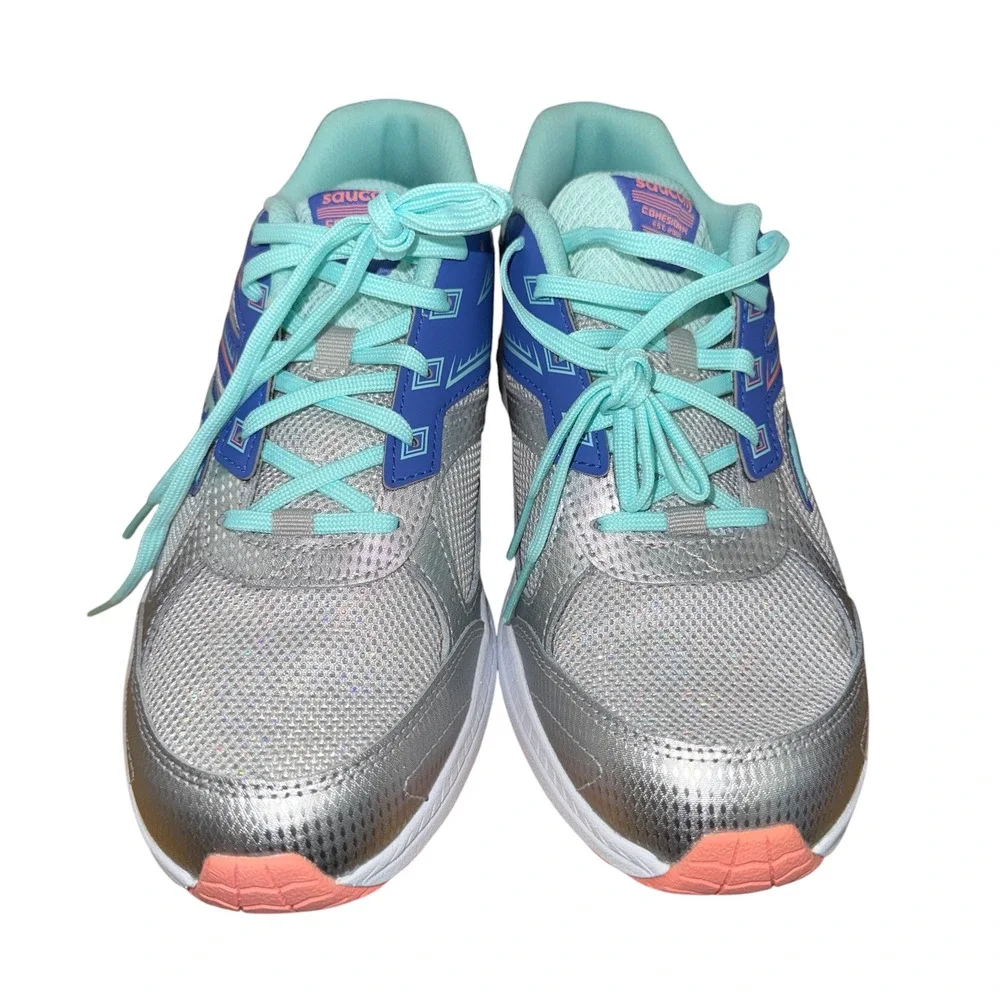 NEW Saucony Cohesion 14 Running Shoes Girls 6M Sneakers Blue Periwinkle SK165555